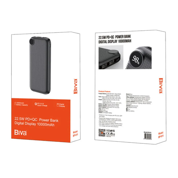 پاوربانک 10000 بیوا Biva BP-011 توان 22.5 وات