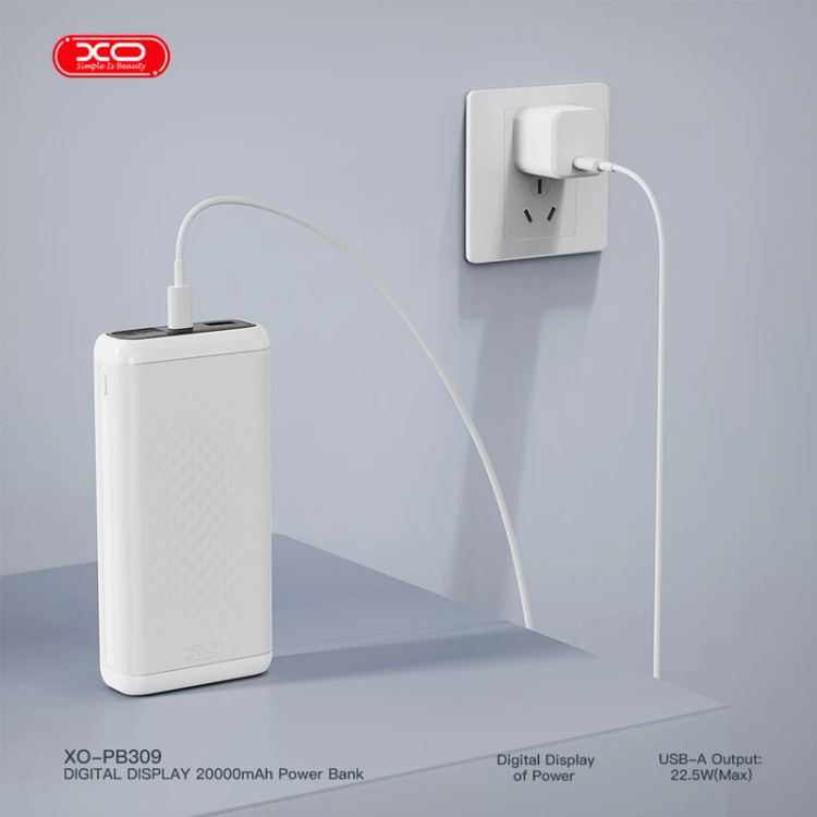 پاوربانک XO مدل PB309 ظرفیت 20000 میلیآمپر ساعت